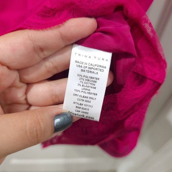 Trina Turk Kalene Vibrant Pink Shift Mini Dress, Side Pockets, Zipper Back, 10 - Picture 7 of 14